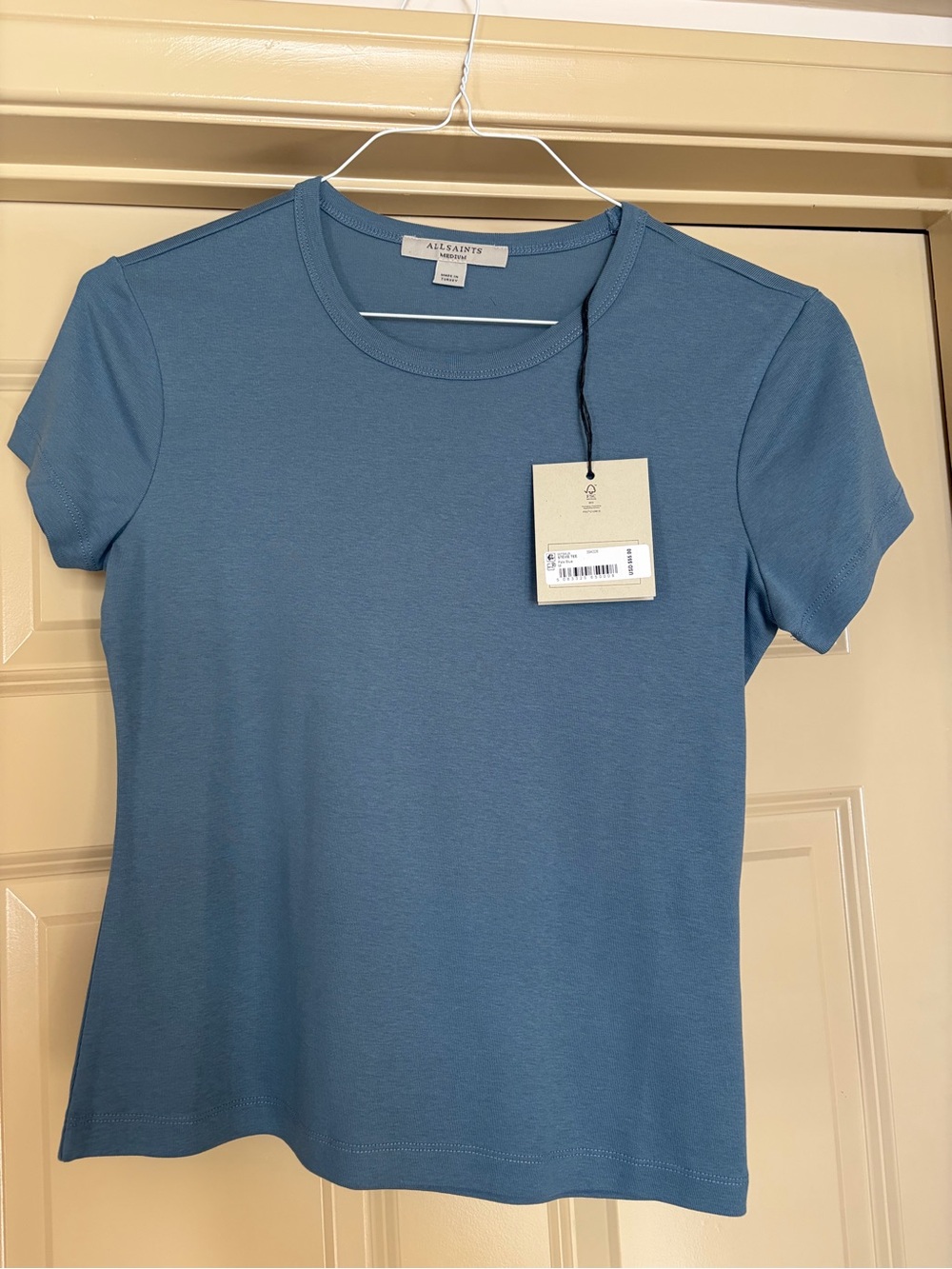 All Saints Slate Blue Short Sleeve Crew Tee